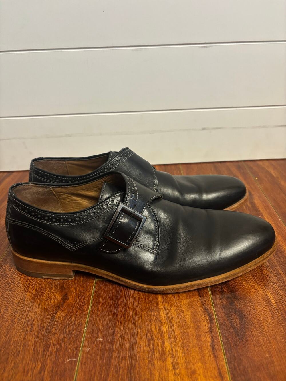 Johnston & Murphy Mens Shoes Size 10 1/2 Monk Strap 11.5 Black Leather